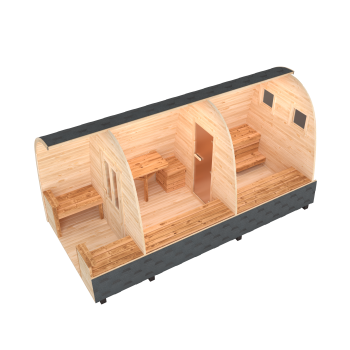 Preview: Fasssauna / Gartensauna / Banja / Viking 5,0 m mit Balkon und Vorraum